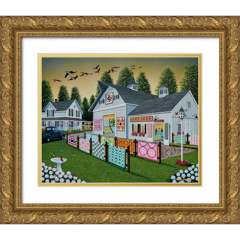 Quilt Barn Gold Ornate Wood Framed Art Print with Double Matting by Engler, Don