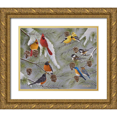 Snowbirds Gold Ornate Wood Framed Art Print with Double Matting by Engler, Don