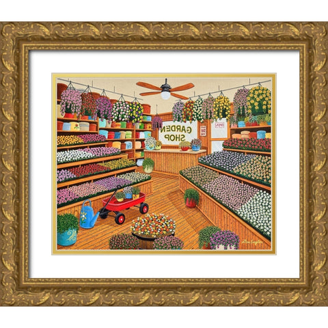 Garden Shop Gold Ornate Wood Framed Art Print with Double Matting by Engler, Don