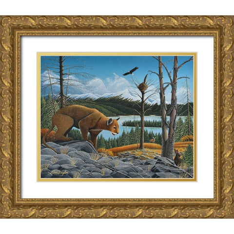 Stalking Prey Gold Ornate Wood Framed Art Print with Double Matting by Engler, Don