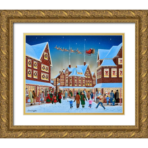 Christmas Town Gold Ornate Wood Framed Art Print with Double Matting by Engler, Don