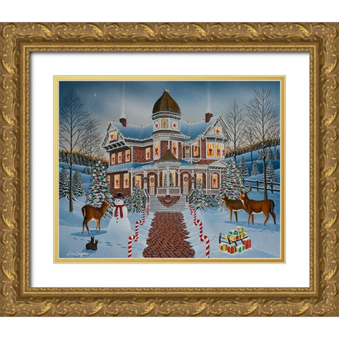 Merry and Bright Gold Ornate Wood Framed Art Print with Double Matting by Engler, Don