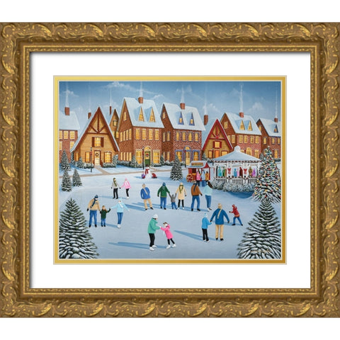 Holiday Skate Gold Ornate Wood Framed Art Print with Double Matting by Engler, Don