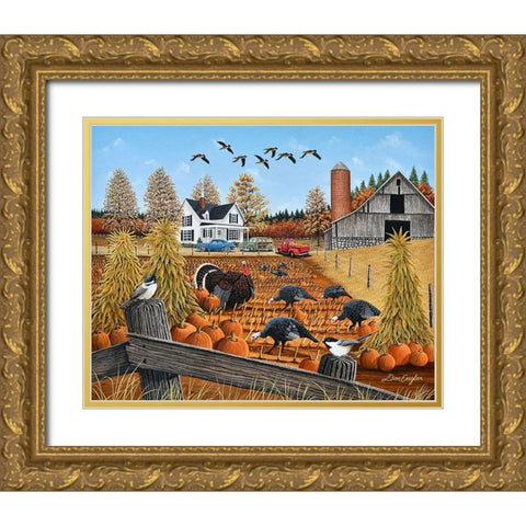 Thanksgiving at Grandmas Gold Ornate Wood Framed Art Print with Double Matting by Engler, Don