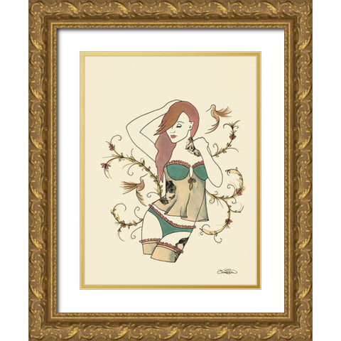 003ba Gold Ornate Wood Framed Art Print with Double Matting by Steel, Emma