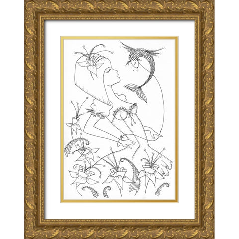 018a Gold Ornate Wood Framed Art Print with Double Matting by Steel, Emma