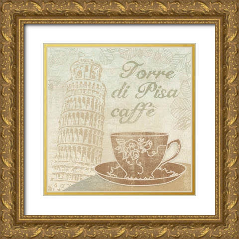 Caffe Pisa Gold Ornate Wood Framed Art Print with Double Matting by Clark, Erin