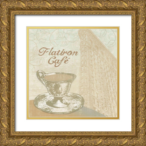 Flatiron Cafe Gold Ornate Wood Framed Art Print with Double Matting by Clark, Erin