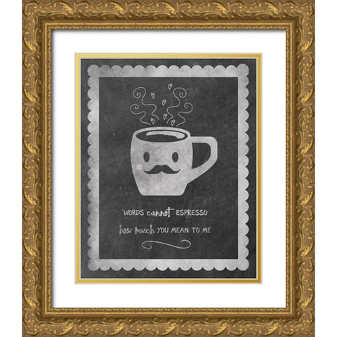 Face Coffee Gold Ornate Wood Framed Art Print with Double Matting by Clark, Erin