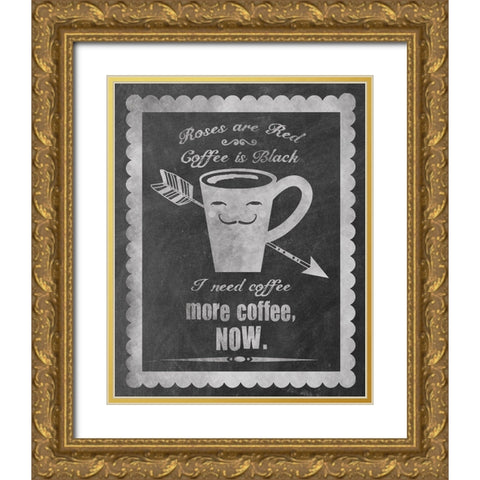 Roses Coffee Gold Ornate Wood Framed Art Print with Double Matting by Clark, Erin