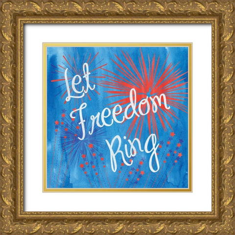 Freedom Gold Ornate Wood Framed Art Print with Double Matting by Clark, Erin