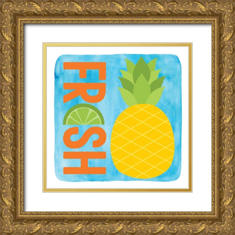 Fresh Pineapple Gold Ornate Wood Framed Art Print with Double Matting by Clark, Erin