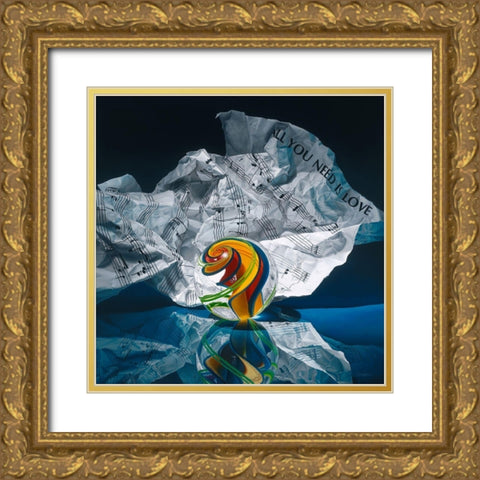 All You Need Is Love Gold Ornate Wood Framed Art Print with Double Matting by Chartier, Francois