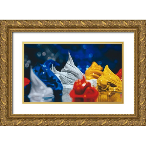 Primary Color Gold Ornate Wood Framed Art Print with Double Matting by Chartier, Francois