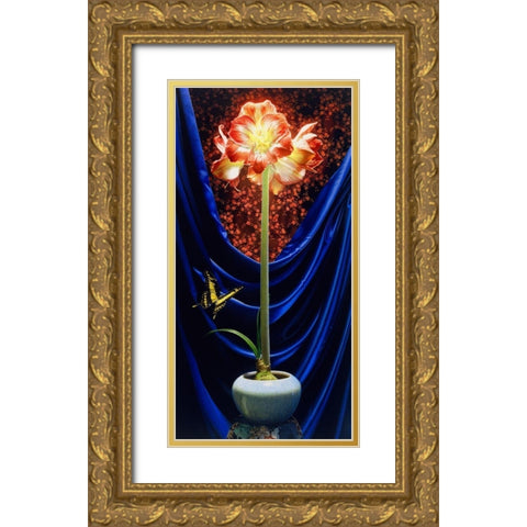 Mme Butterfly Gold Ornate Wood Framed Art Print with Double Matting by Chartier, Francois