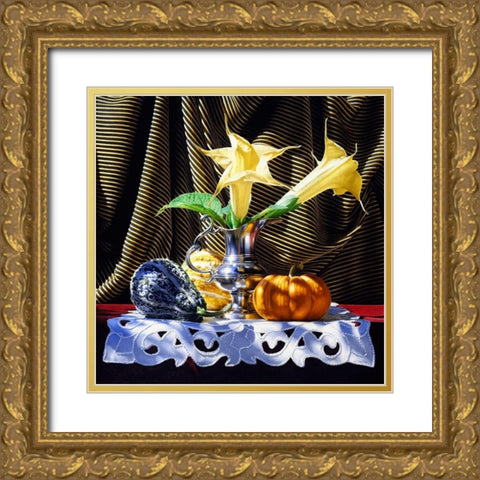 Trumpeter Gold Ornate Wood Framed Art Print with Double Matting by Chartier, Francois