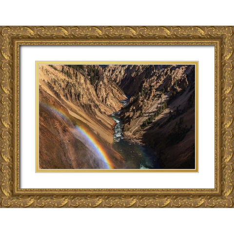 Brink of Lower Falls YNP Gold Ornate Wood Framed Art Print with Double Matting by Galloimages Online