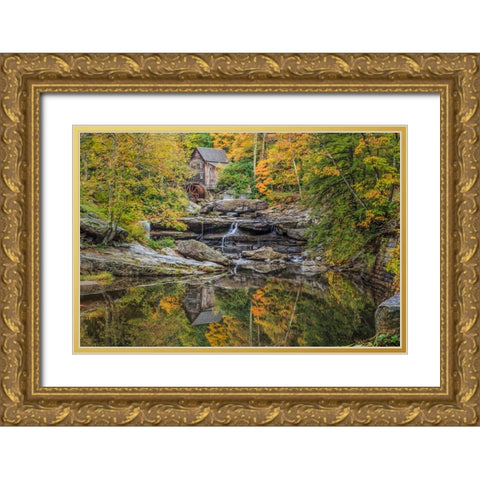 Grist Mill Fall 2013 2 Gold Ornate Wood Framed Art Print with Double Matting by Galloimages Online