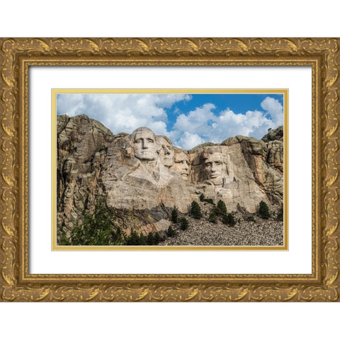 Mount Rushmore In Day Gold Ornate Wood Framed Art Print with Double Matting by Galloimages Online
