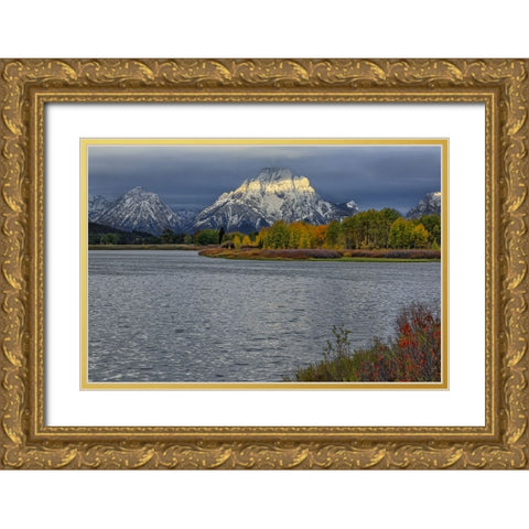 Oxbow Bend Band Of Light Gold Ornate Wood Framed Art Print with Double Matting by Galloimages Online