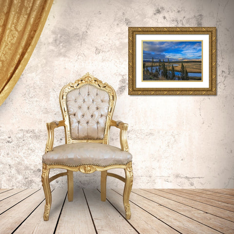 S Curve Hayden Valley Gold Ornate Wood Framed Art Print with Double Matting by Galloimages Online