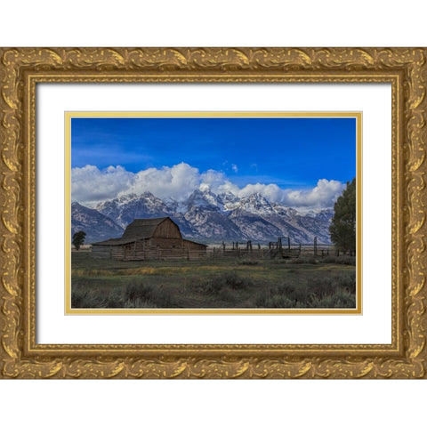 Moulton Barn Gold Ornate Wood Framed Art Print with Double Matting by Galloimages Online