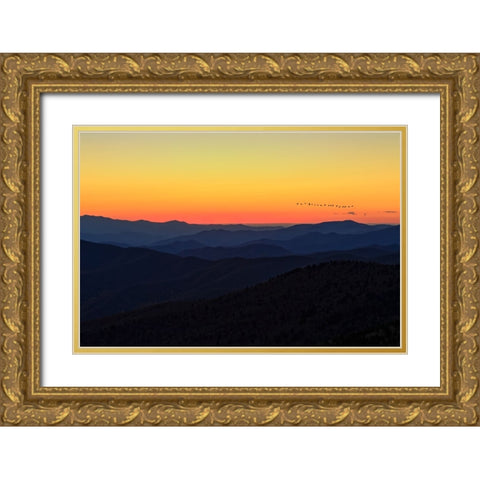 Sunset (GSMNP) Gold Ornate Wood Framed Art Print with Double Matting by Galloimages Online