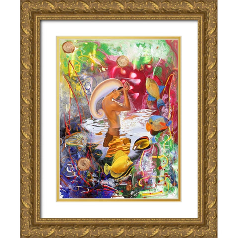Aquarius Coming Gold Ornate Wood Framed Art Print with Double Matting by Stevenson, Graeme