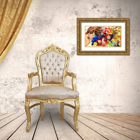 Asleep In The Garden Gold Ornate Wood Framed Art Print with Double Matting by Stevenson, Graeme