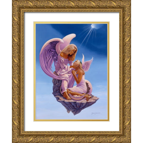 Birth Of An Angel Gold Ornate Wood Framed Art Print with Double Matting by Stevenson, Graeme