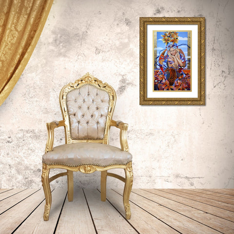 Electric Madonna Gold Ornate Wood Framed Art Print with Double Matting by Stevenson, Graeme