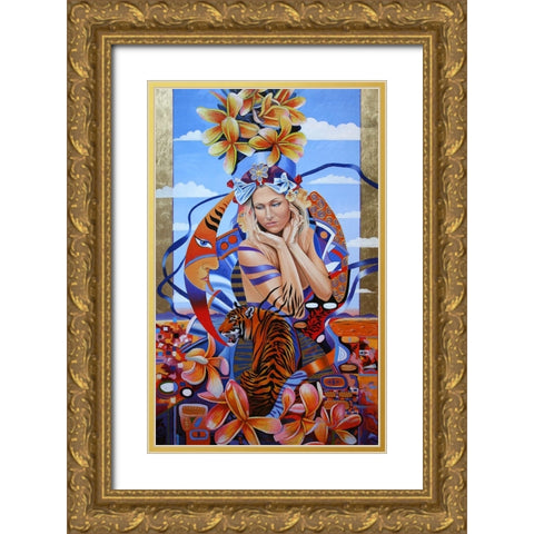 Electric Madonna Gold Ornate Wood Framed Art Print with Double Matting by Stevenson, Graeme