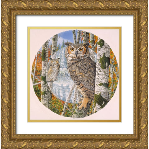 Great Horned Camoflage Gold Ornate Wood Framed Art Print with Double Matting by Stevenson, Graeme