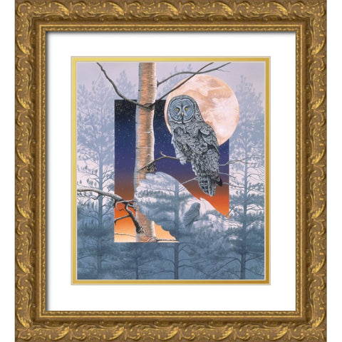 Grey Mists Gold Ornate Wood Framed Art Print with Double Matting by Stevenson, Graeme