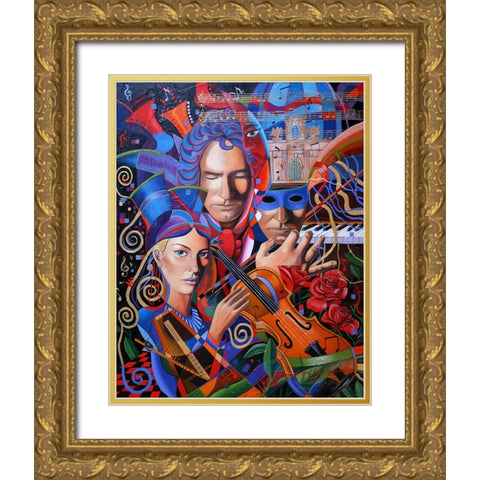 Is That You Beethoven Gold Ornate Wood Framed Art Print with Double Matting by Stevenson, Graeme