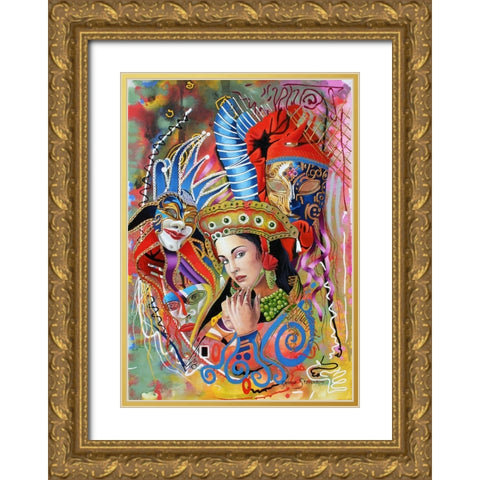 Mardi Gras Gold Ornate Wood Framed Art Print with Double Matting by Stevenson, Graeme