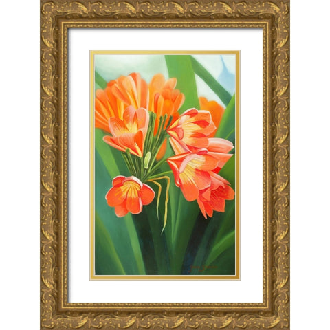 Orange Flower 2 Gold Ornate Wood Framed Art Print with Double Matting by Stevenson, Graeme