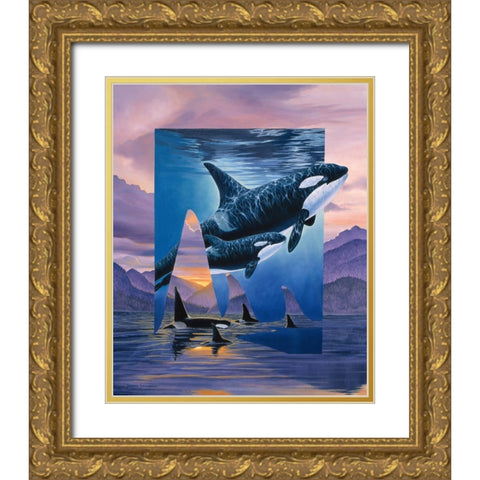Orca Song Gold Ornate Wood Framed Art Print with Double Matting by Stevenson, Graeme