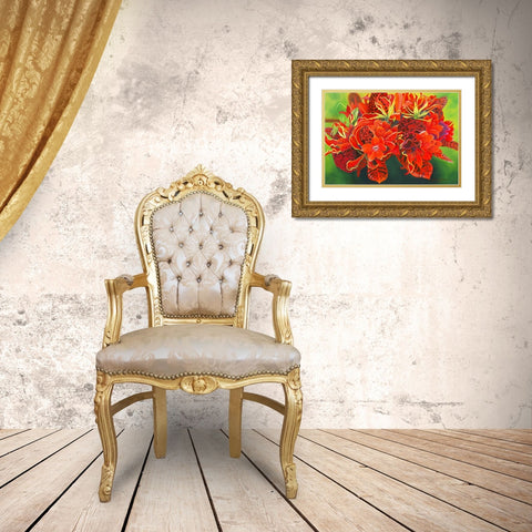Red Vase Gold Ornate Wood Framed Art Print with Double Matting by Stevenson, Graeme