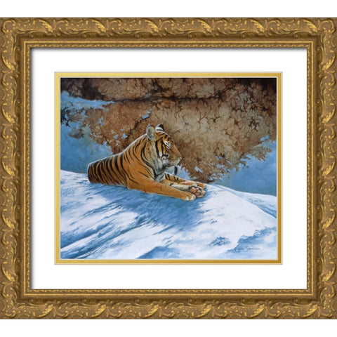 Snow Break Gold Ornate Wood Framed Art Print with Double Matting by Stevenson, Graeme