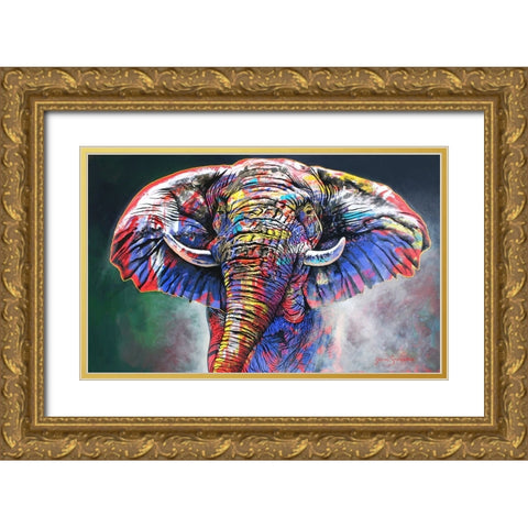 The Rainbow Bull Gold Ornate Wood Framed Art Print with Double Matting by Stevenson, Graeme