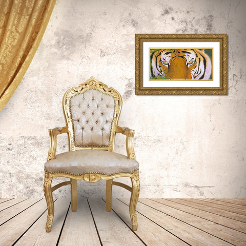 Tiger Eyes Gold Ornate Wood Framed Art Print with Double Matting by Stevenson, Graeme