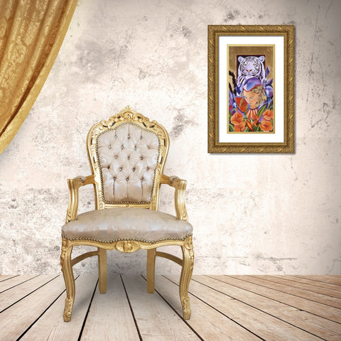 Tiger Think Gold Ornate Wood Framed Art Print with Double Matting by Stevenson, Graeme