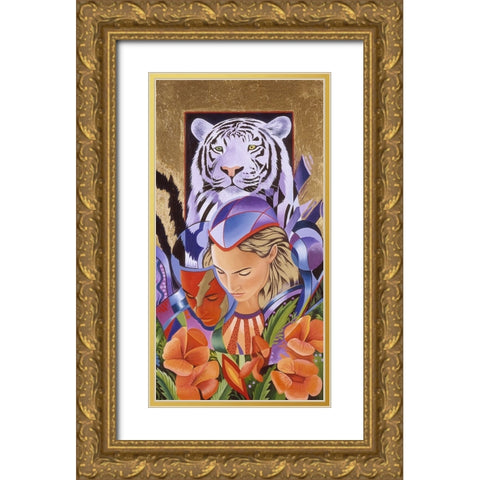 Tiger Think Gold Ornate Wood Framed Art Print with Double Matting by Stevenson, Graeme
