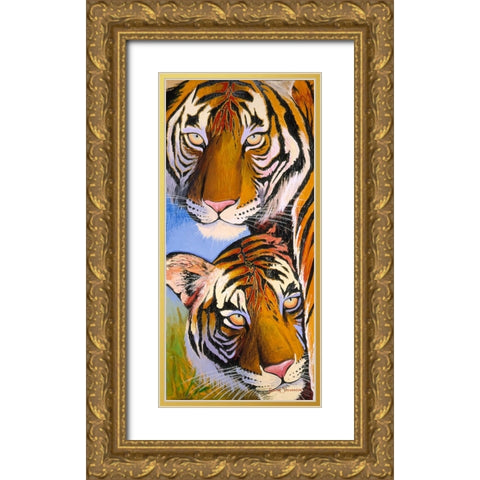 Tiger Tiger Gold Ornate Wood Framed Art Print with Double Matting by Stevenson, Graeme