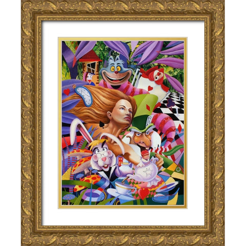 Wonderland Gang Gold Ornate Wood Framed Art Print with Double Matting by Stevenson, Graeme