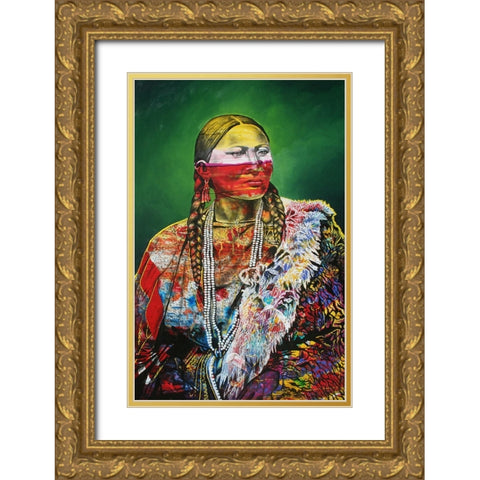 Arapaho Queen 1 Gold Ornate Wood Framed Art Print with Double Matting by Stevenson, Graeme