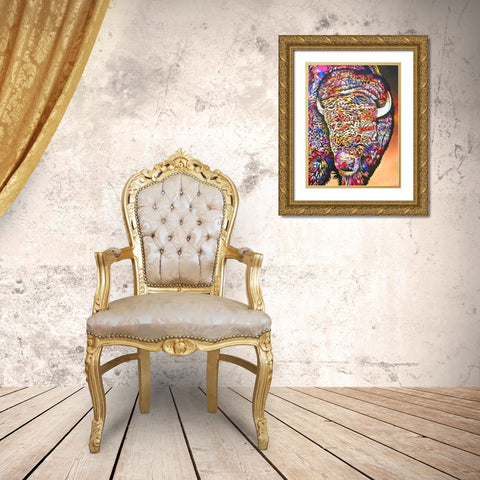 Buffalo Soldier Gold Ornate Wood Framed Art Print with Double Matting by Stevenson, Graeme