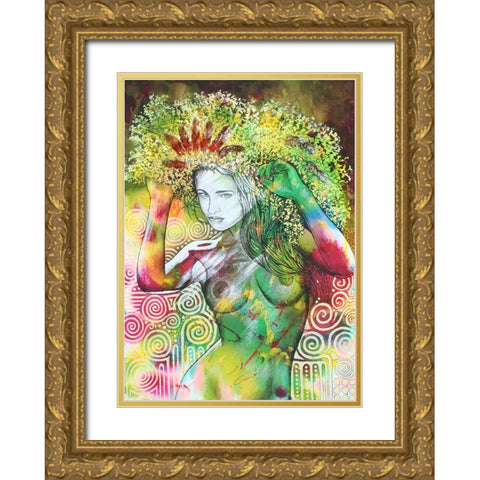 Frolic On The Green Gold Ornate Wood Framed Art Print with Double Matting by Stevenson, Graeme