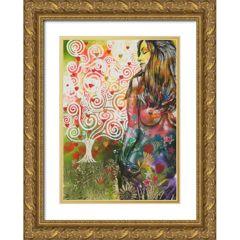 Tree Of Love Gold Ornate Wood Framed Art Print with Double Matting by Stevenson, Graeme